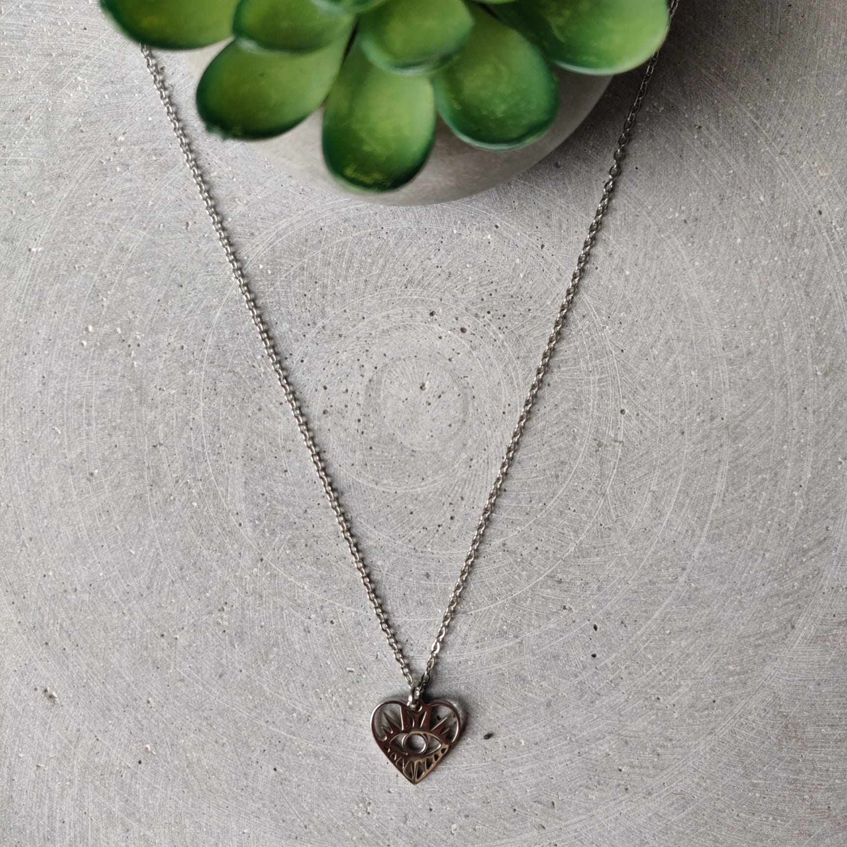 Heart Eye Stainless Steel Necklace