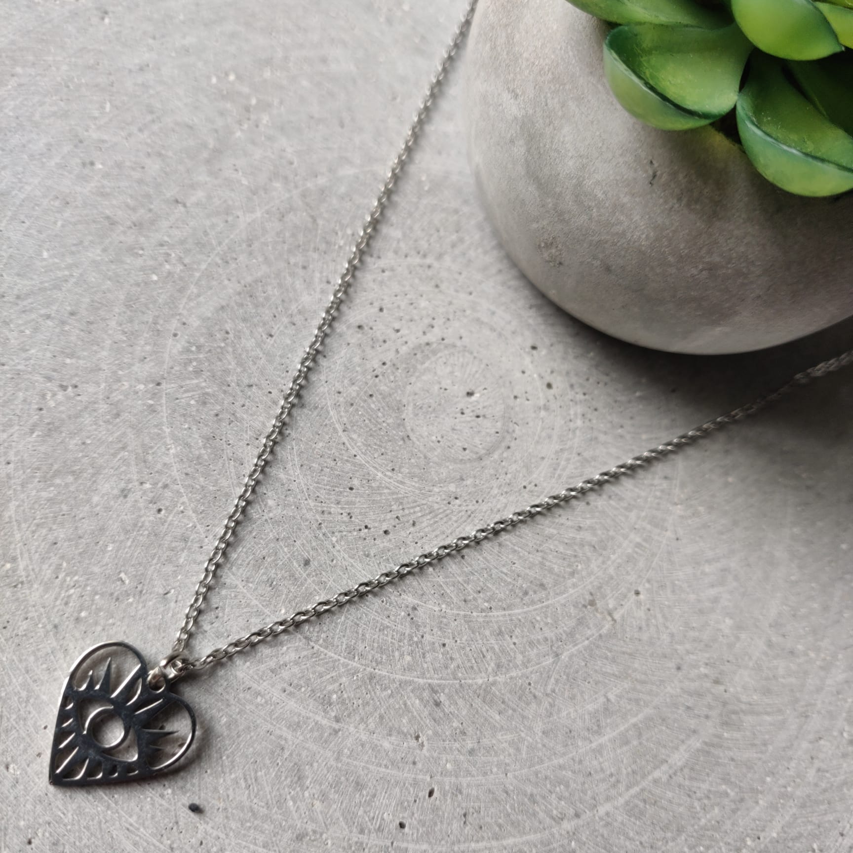 Heart Eye Stainless Steel Necklace