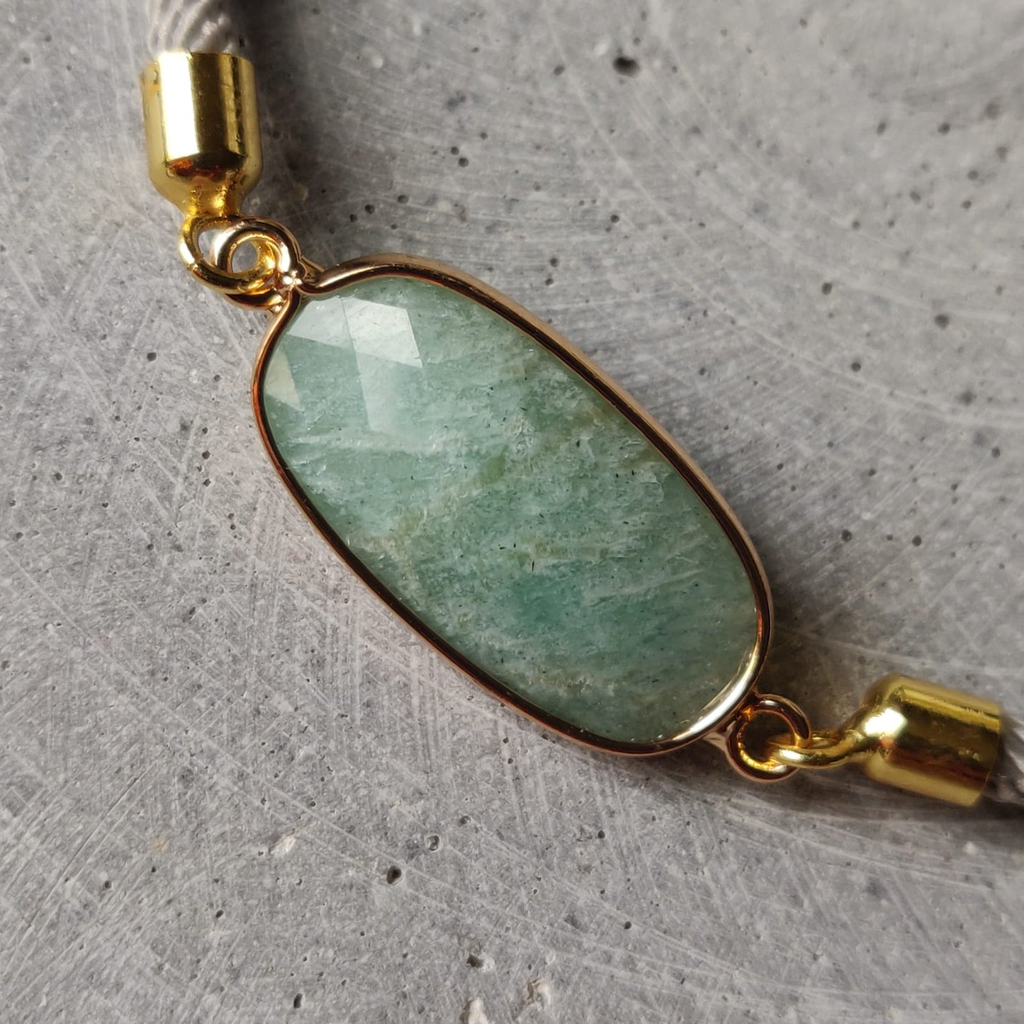 Amazonite Adjustable Bracelet on a Soft Grey Twisted Cord