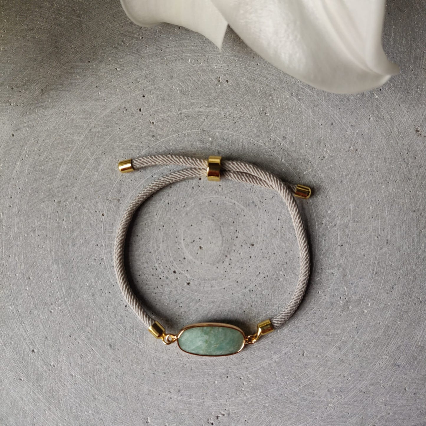 Amazonite Adjustable Bracelet on a Soft Grey Twisted Cord