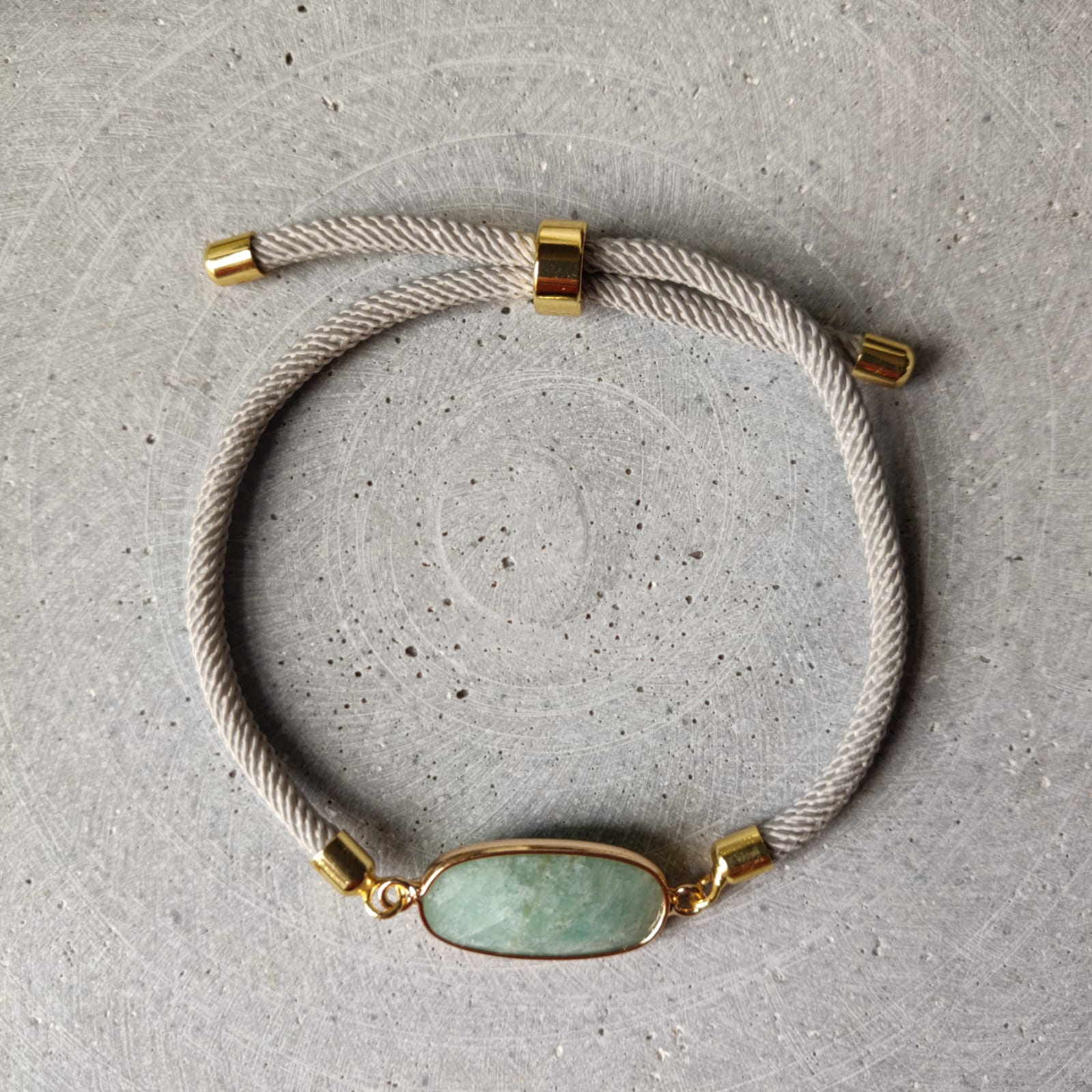 Amazonite Adjustable Bracelet on a Soft Grey Twisted Cord