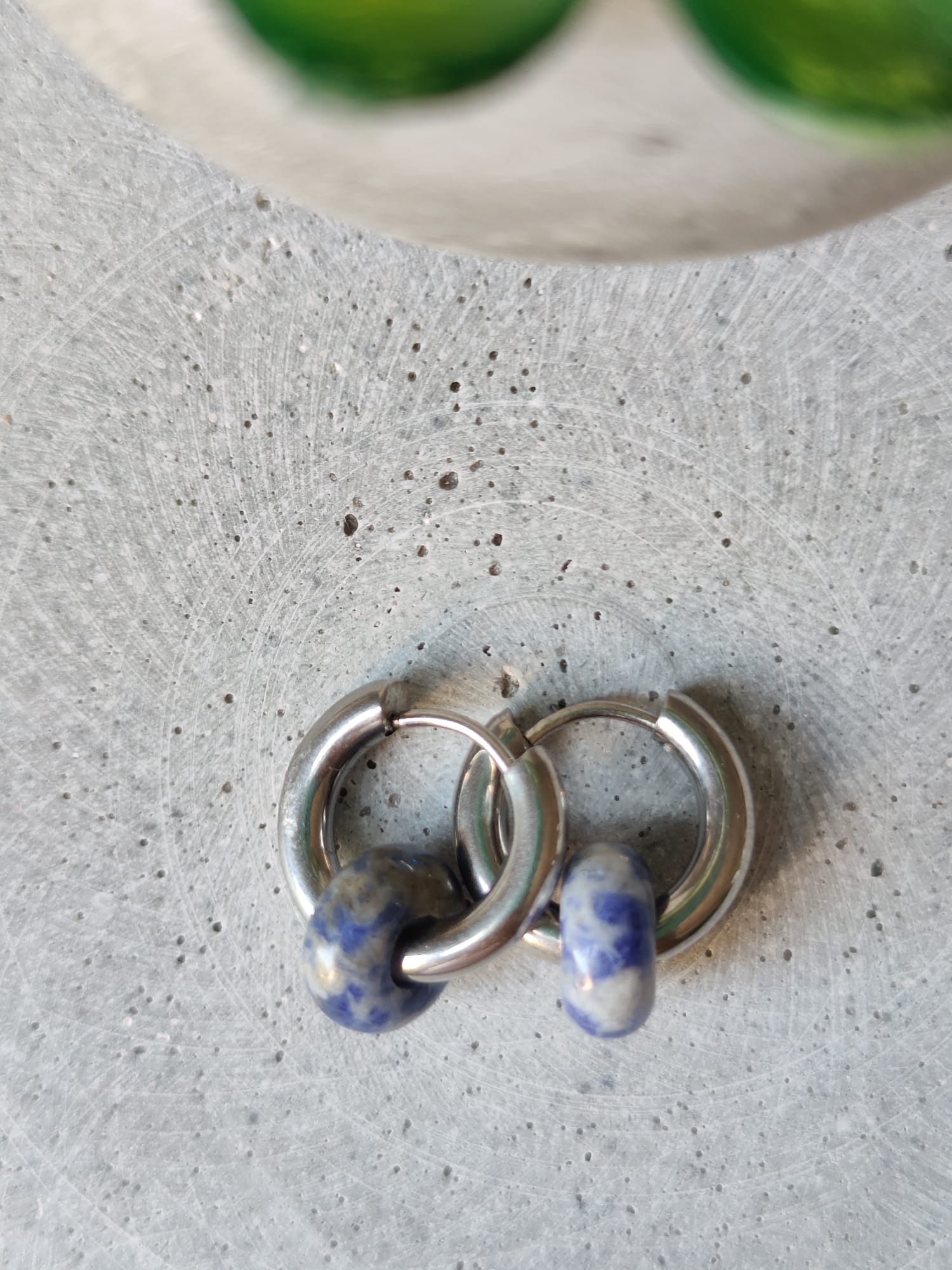 Blue Spot Jasper Donut Earrings 15mm Huggie