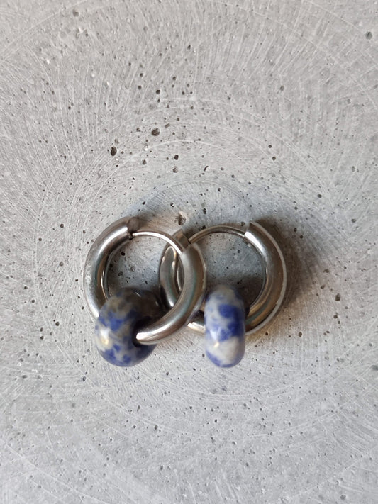 Blue Spot Jasper Donut Earrings 15mm Huggie