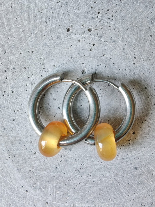 Carnelian Donut Earrings 20mm Huggie