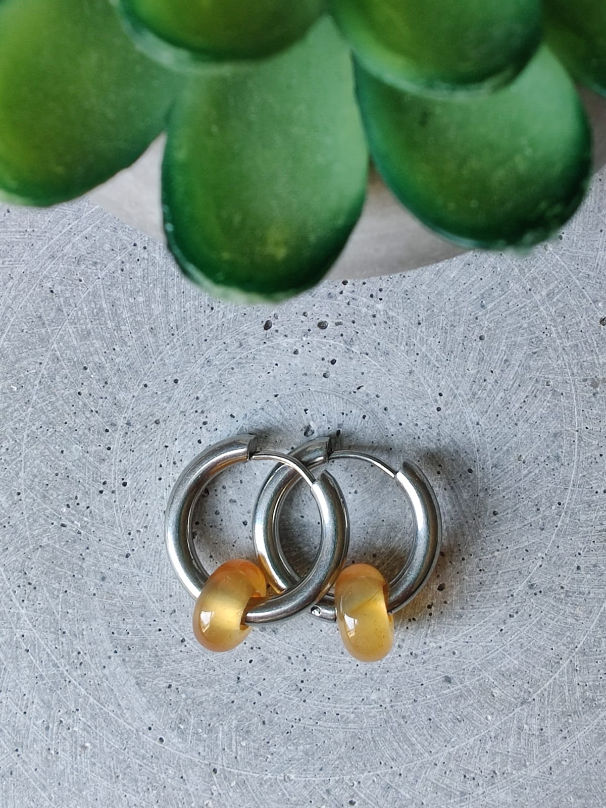 Carnelian Donut Earrings 20mm Huggie