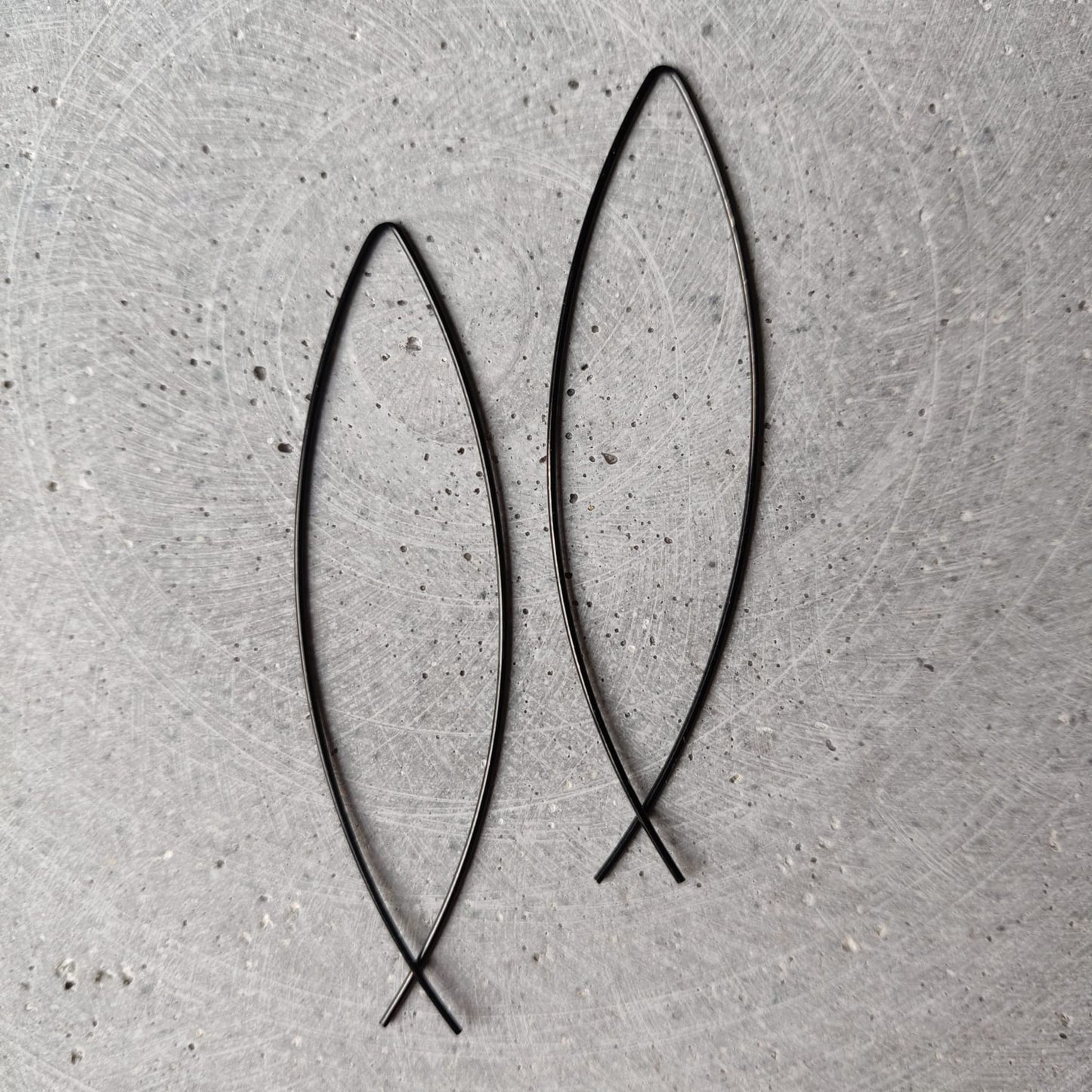 Fish Hook Black Tone Stainless Steel Earrings
