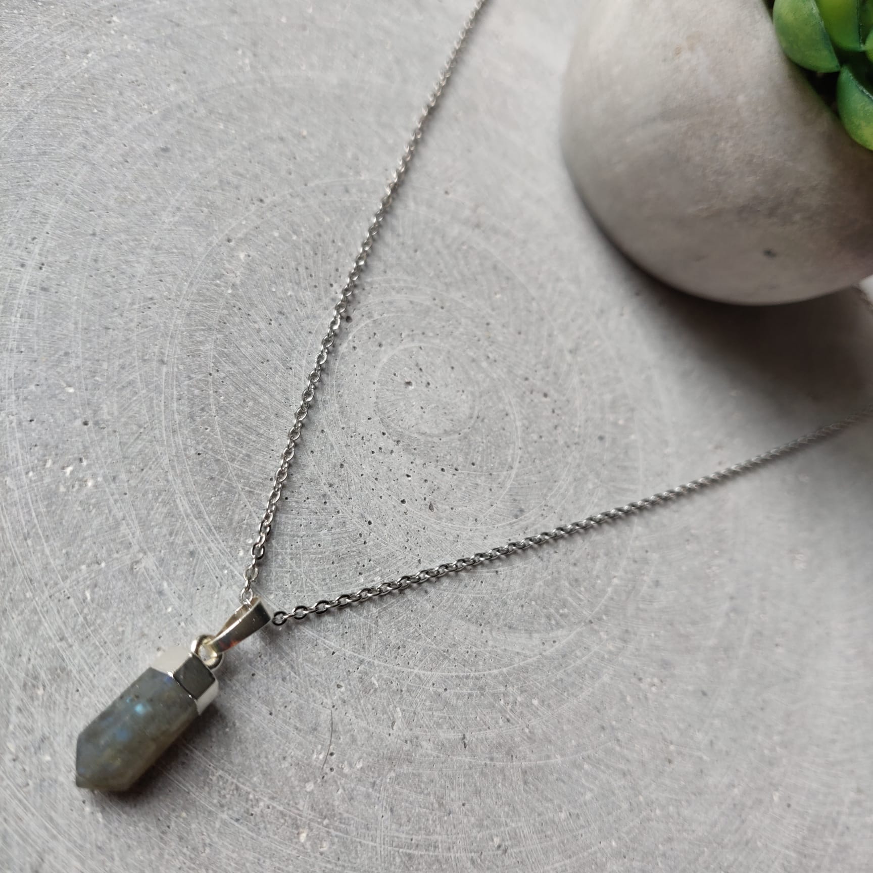 Labradorite Point on Stainless Steel Necklace