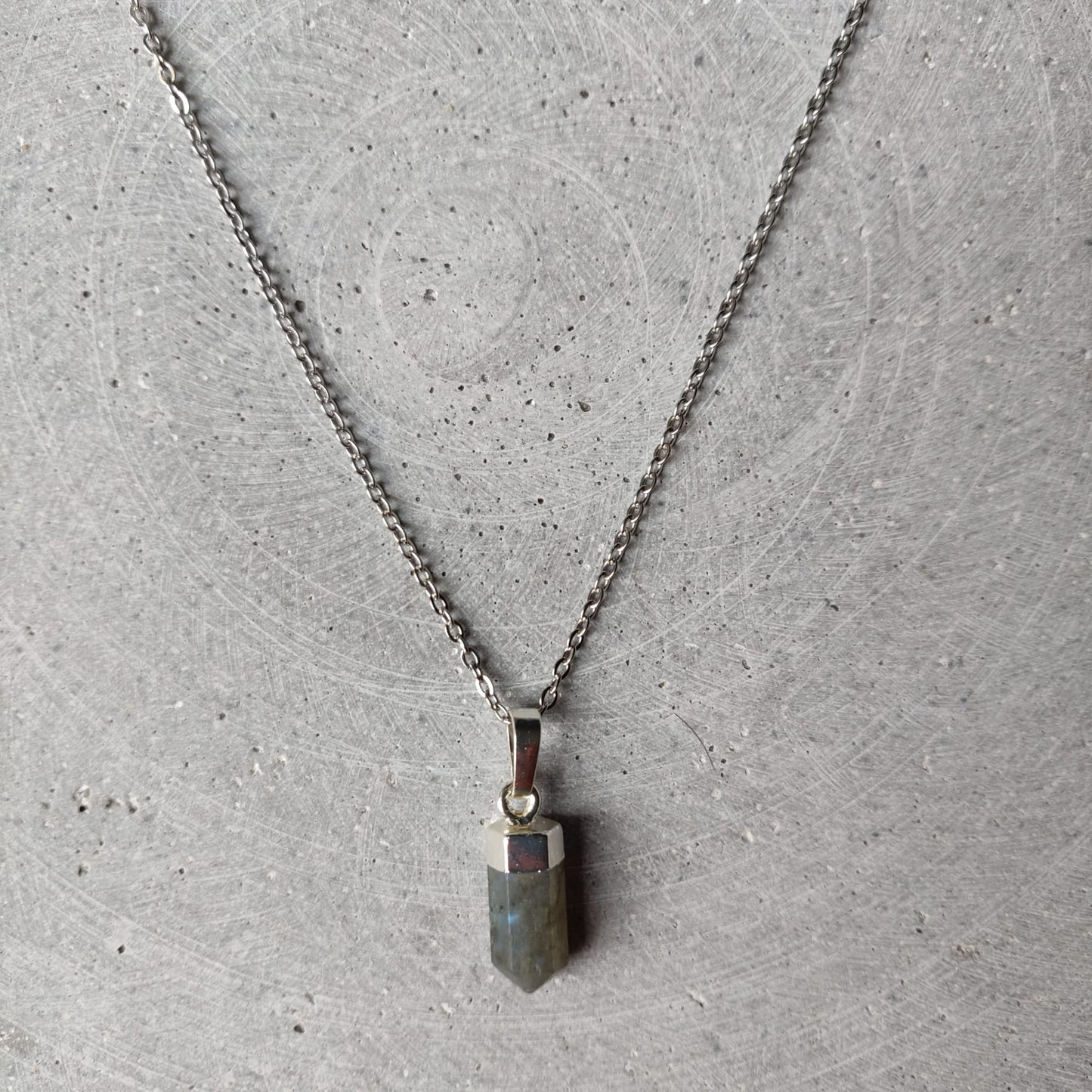 Labradorite Point on Stainless Steel Necklace
