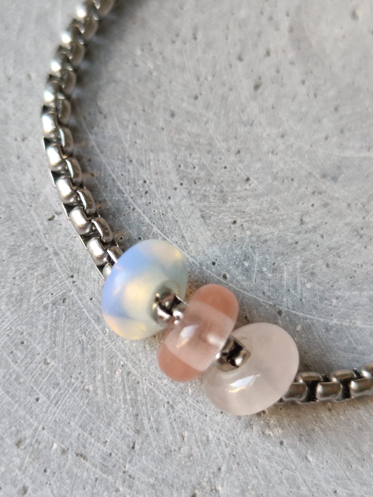 Mixed Pastel Donut on Box Chain Stainless Steel Bracelet