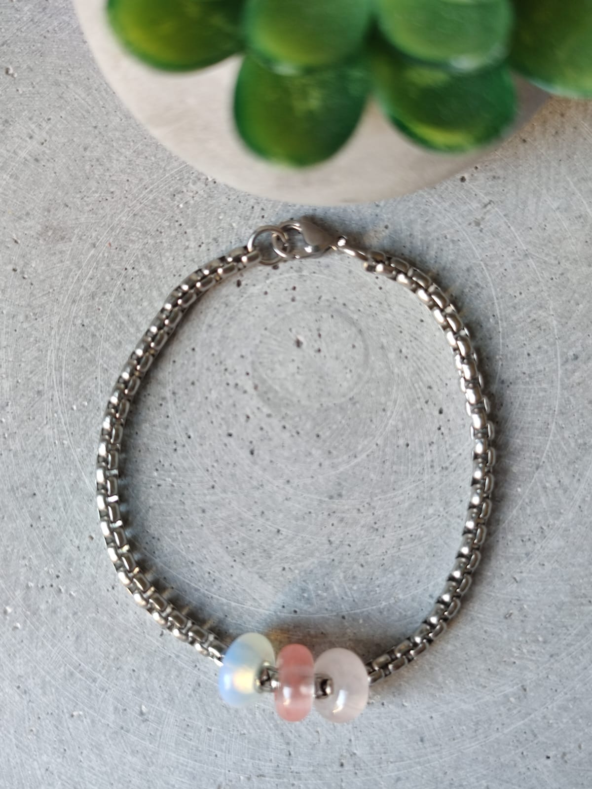 Mixed Pastel Donut on Box Chain Stainless Steel Bracelet