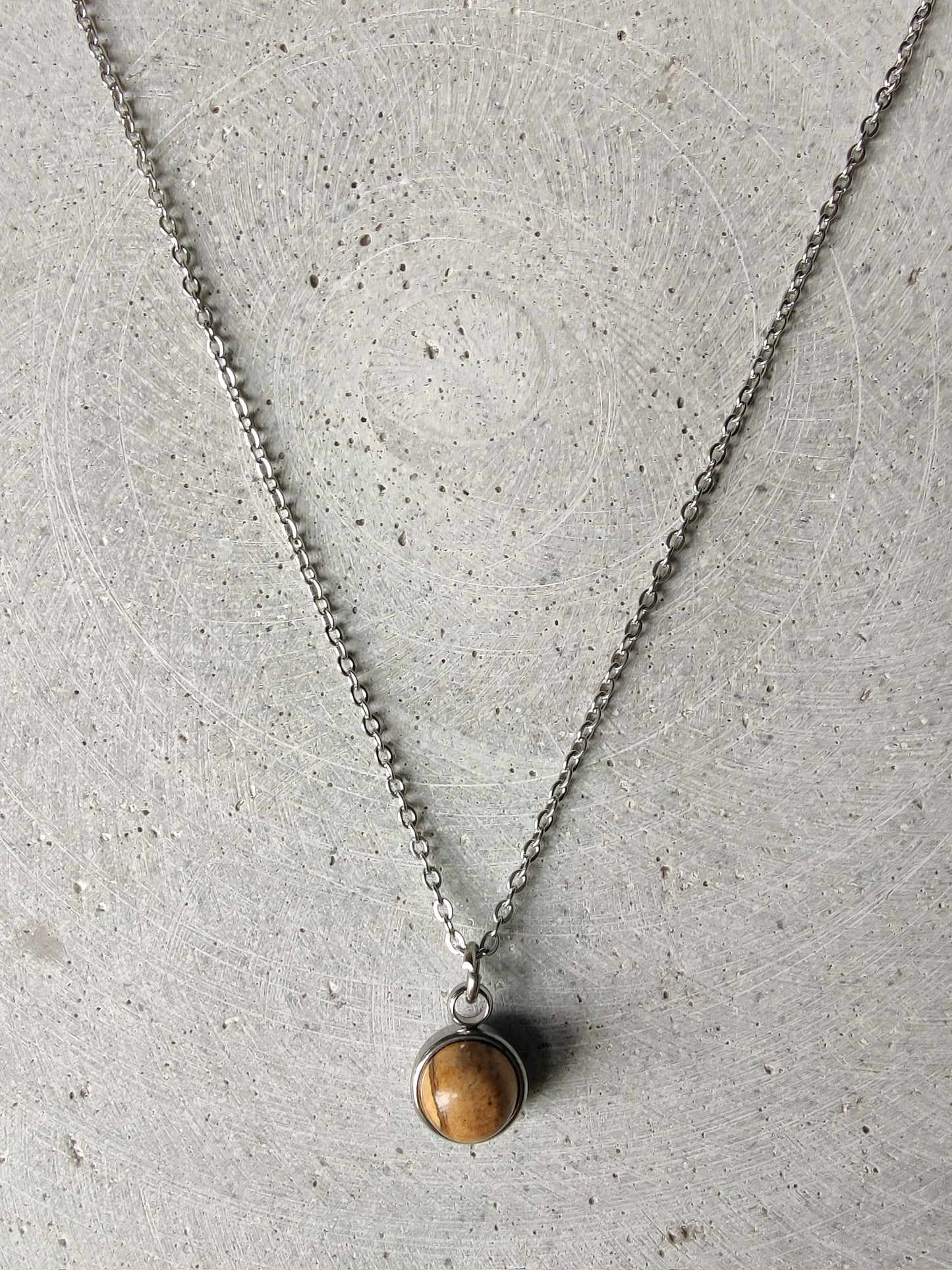 Picture Jasper Drop Necklace on Stainless Steel Box Chain