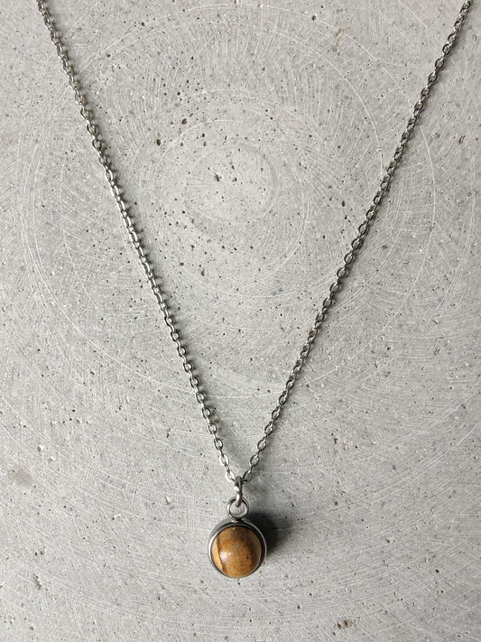 Picture Jasper Drop Necklace on Stainless Steel Box Chain