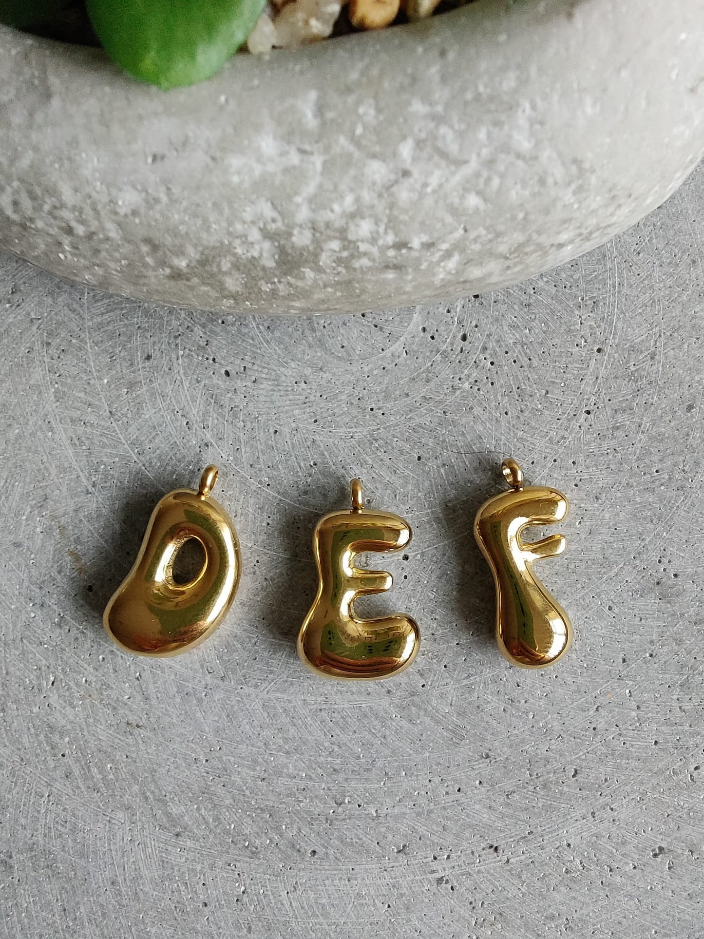 Gold Bubble Initial Letter Stainless Steel Necklace