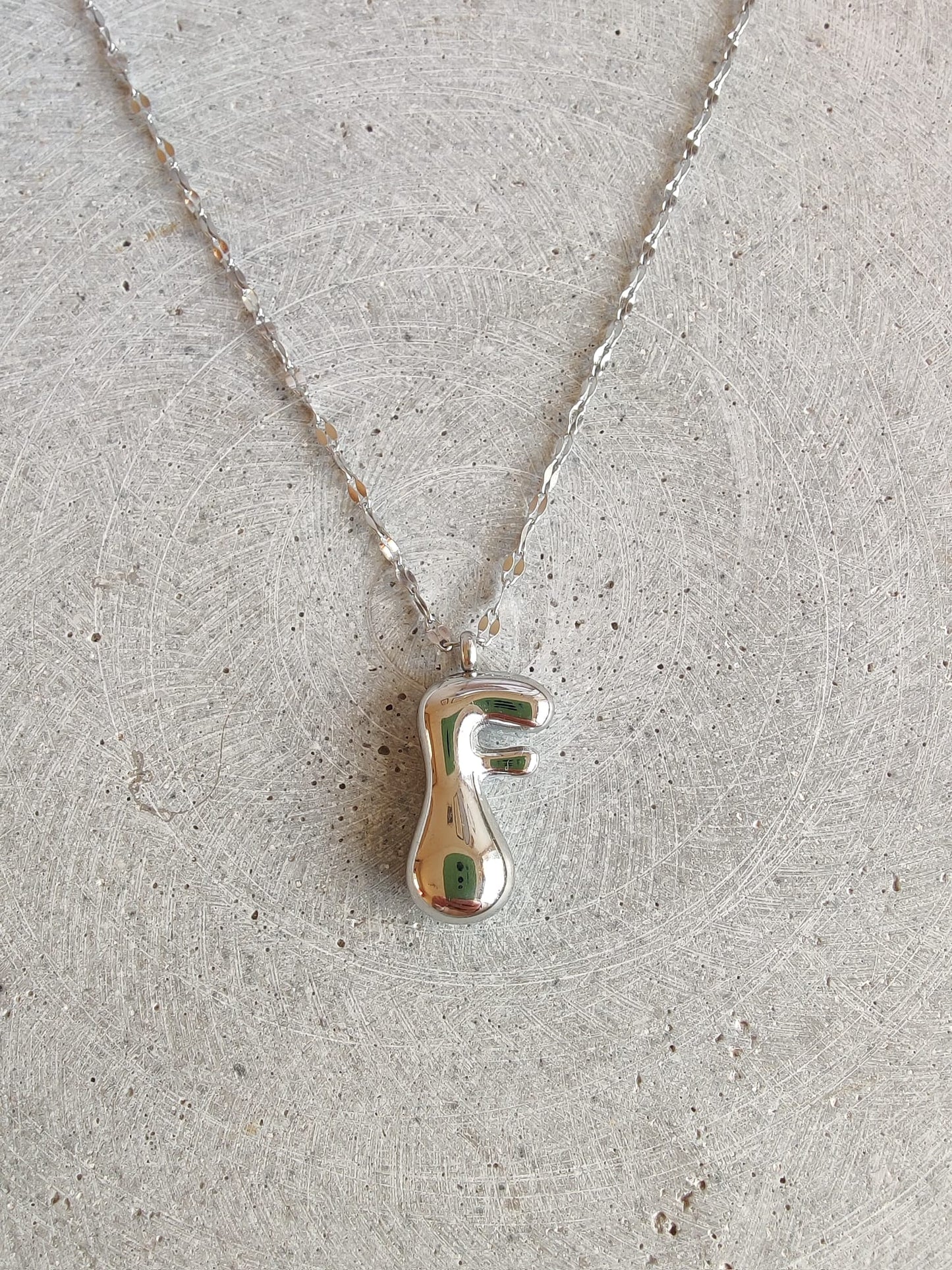 Silver Bubble Initial Letter Stainless Steel Necklace