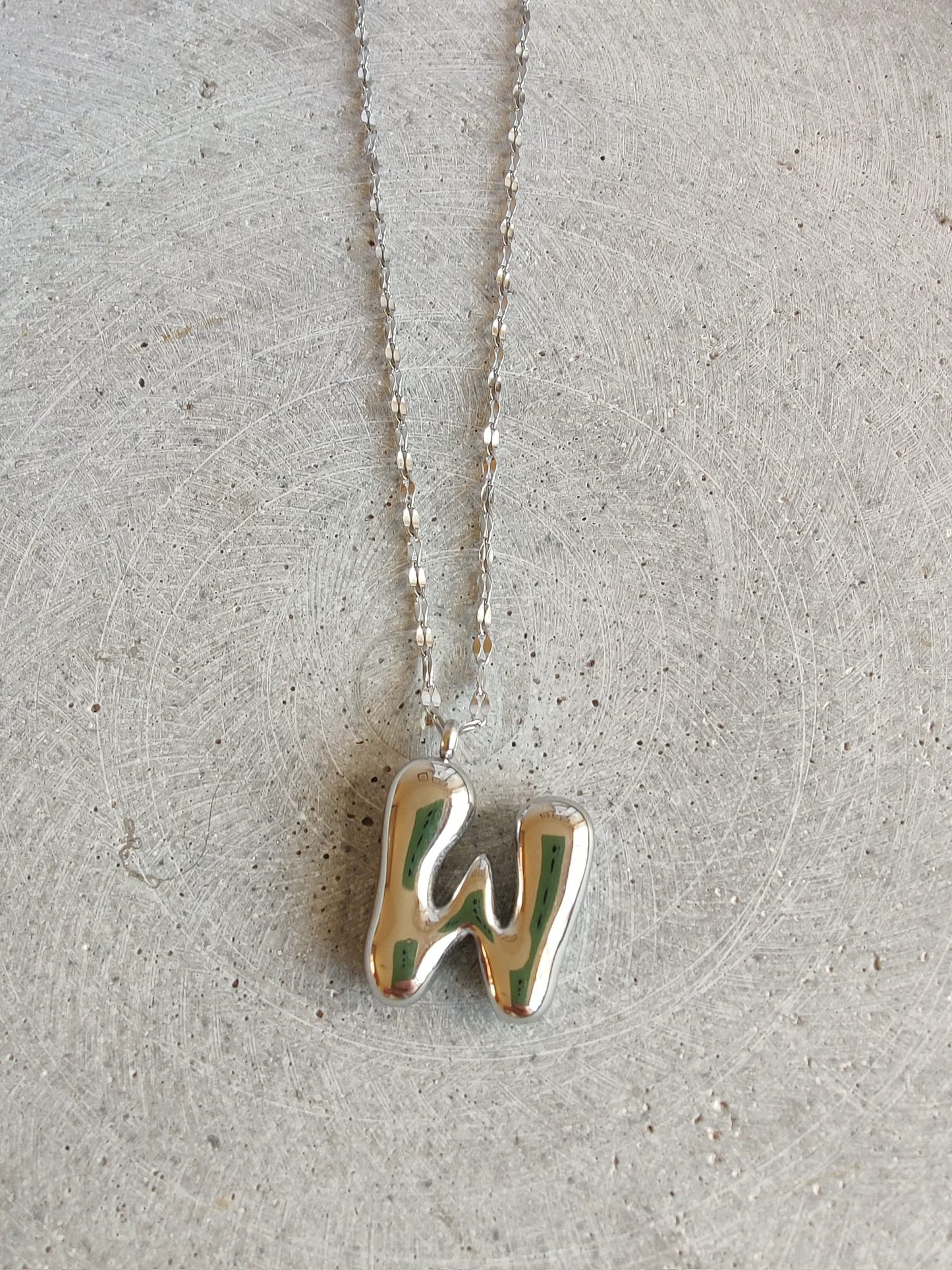 Silver Bubble Initial Letter Stainless Steel Necklace