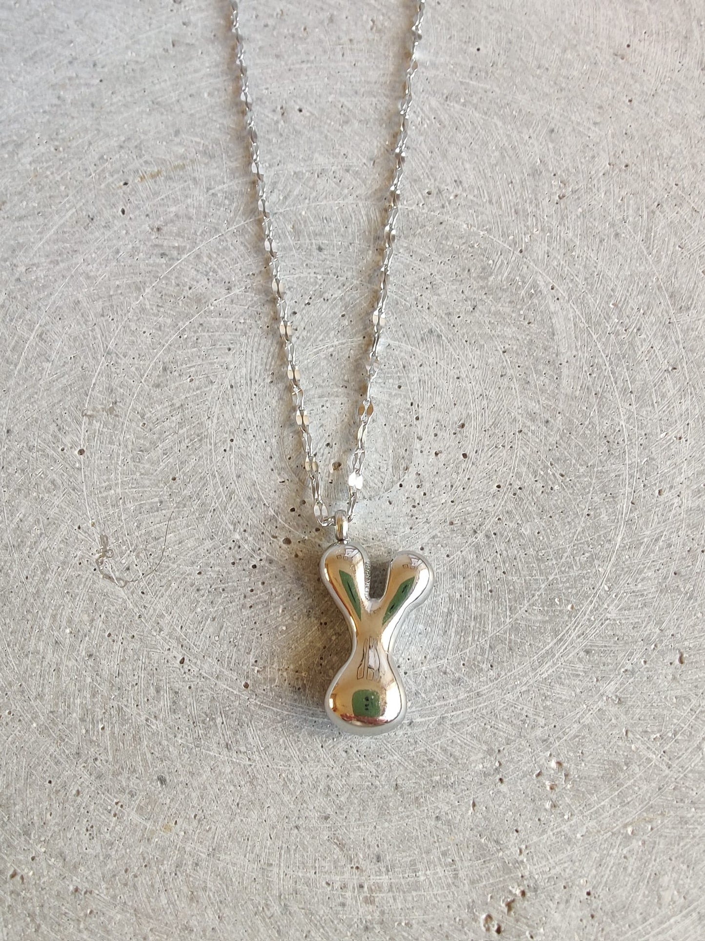 Silver Bubble Initial Letter Stainless Steel Necklace