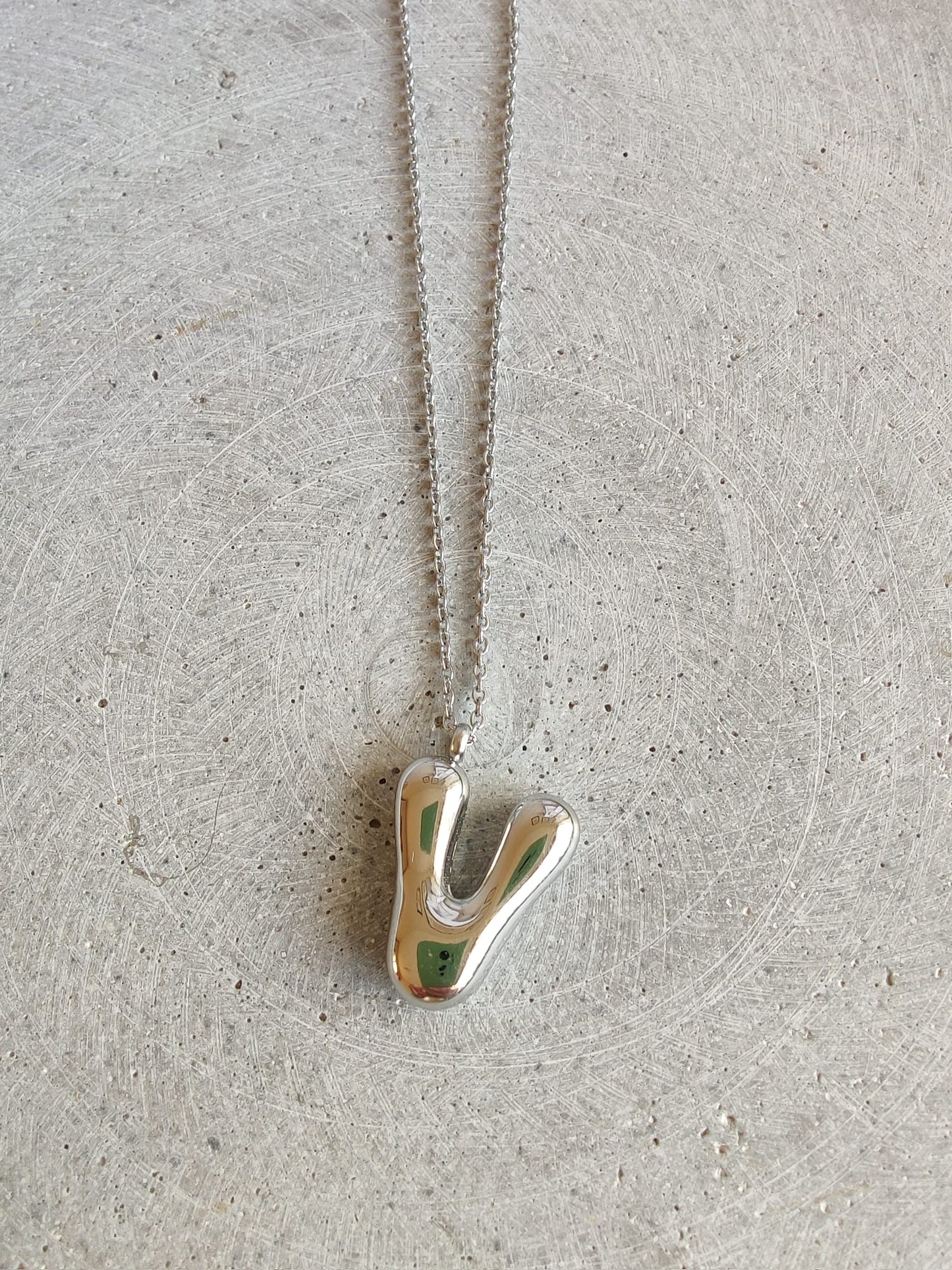 Silver Bubble Initial Letter Stainless Steel Necklace