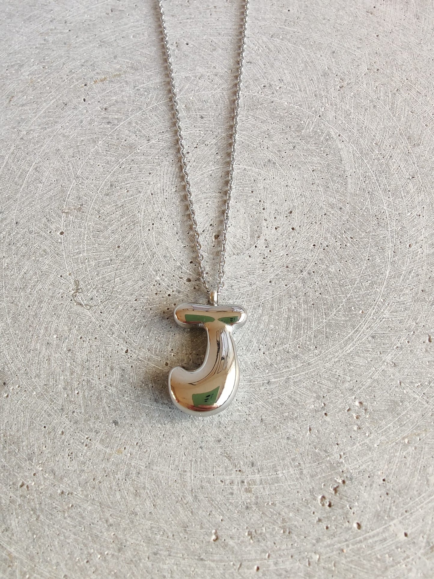 Silver Bubble Initial Letter Stainless Steel Necklace