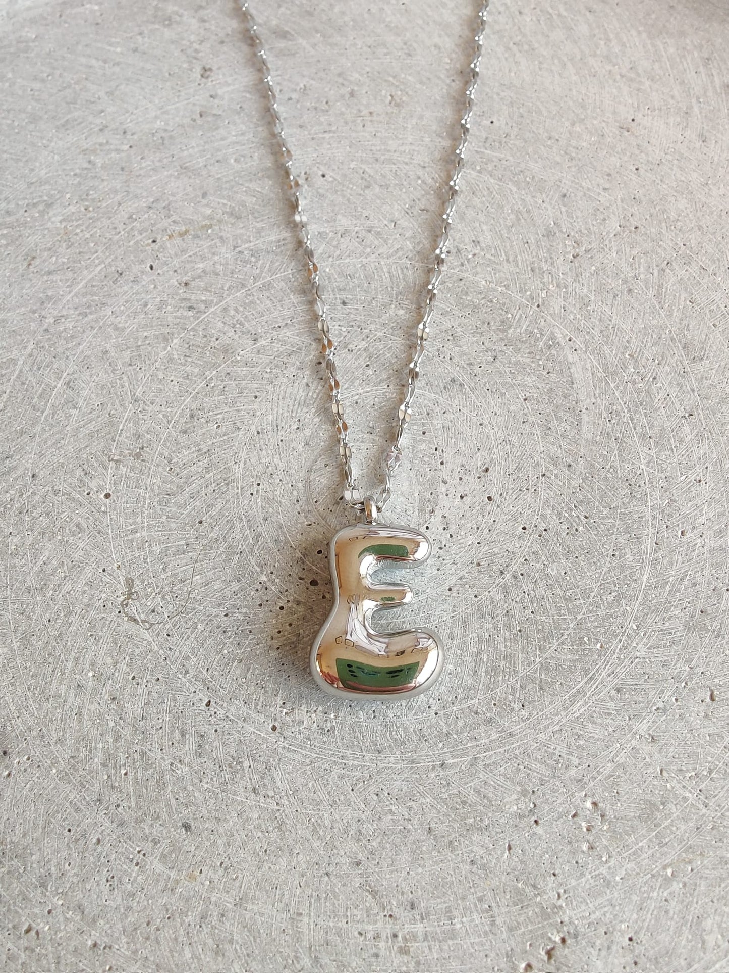 Silver Bubble Initial Letter Stainless Steel Necklace