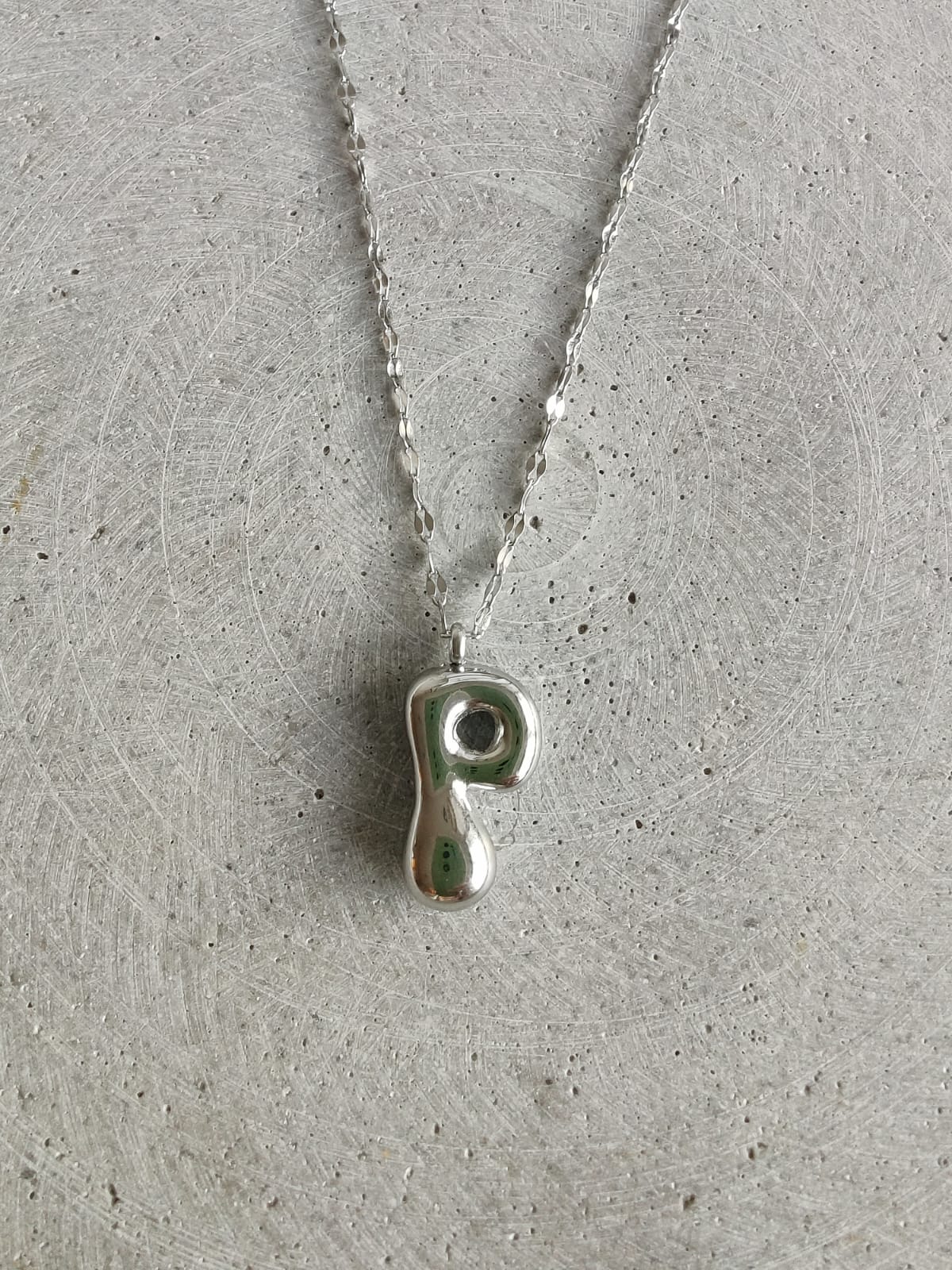 Silver Bubble Initial Letter Stainless Steel Necklace