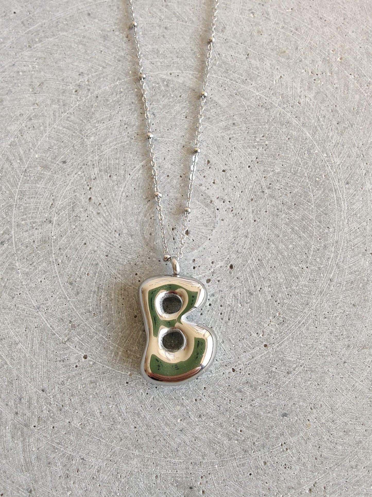 Silver Bubble Initial Letter Stainless Steel Necklace