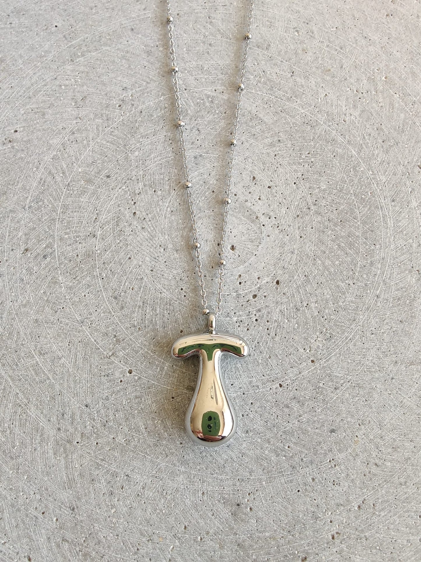 Silver Bubble Initial Letter Stainless Steel Necklace