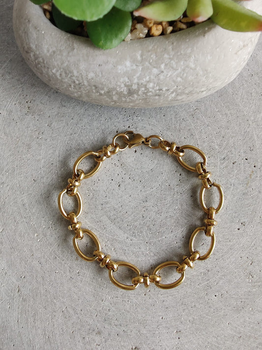 Oval Link Gold Tone Stainless Steel Bracelet