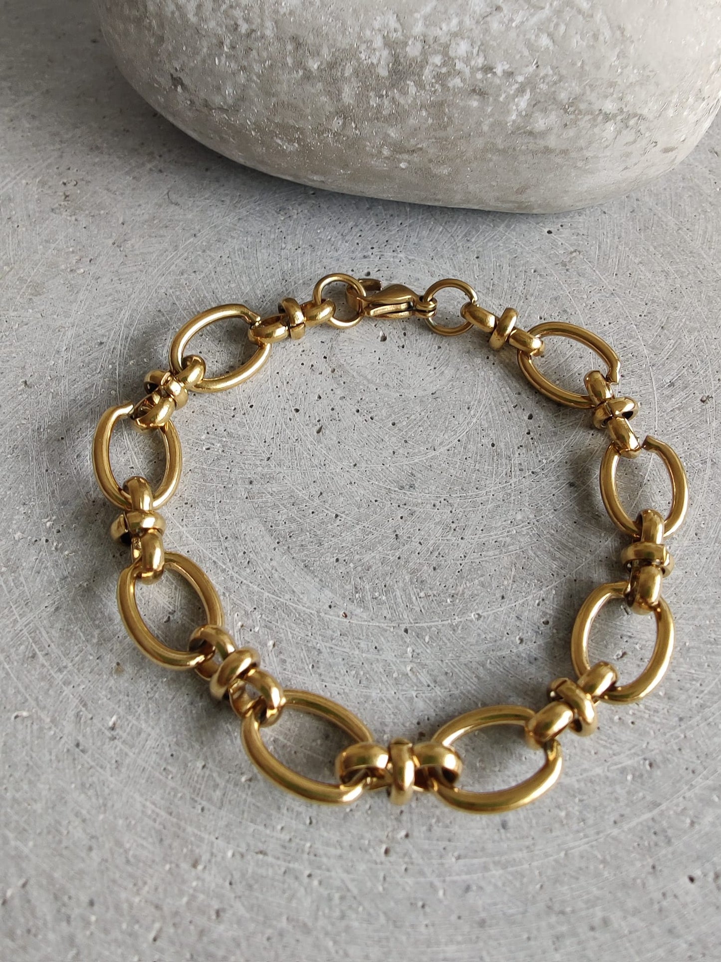 Oval Link Gold Tone Stainless Steel Bracelet