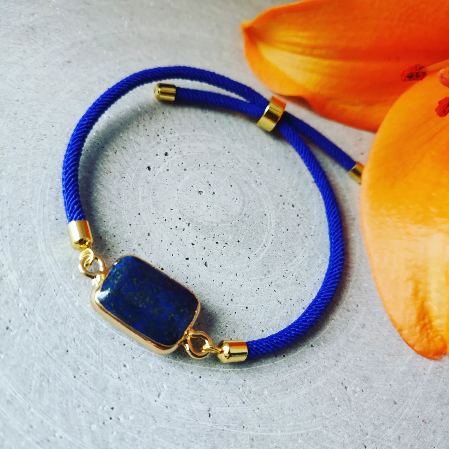 Lapis Lazuli Adjustable Bracelet on a Twisted Cord