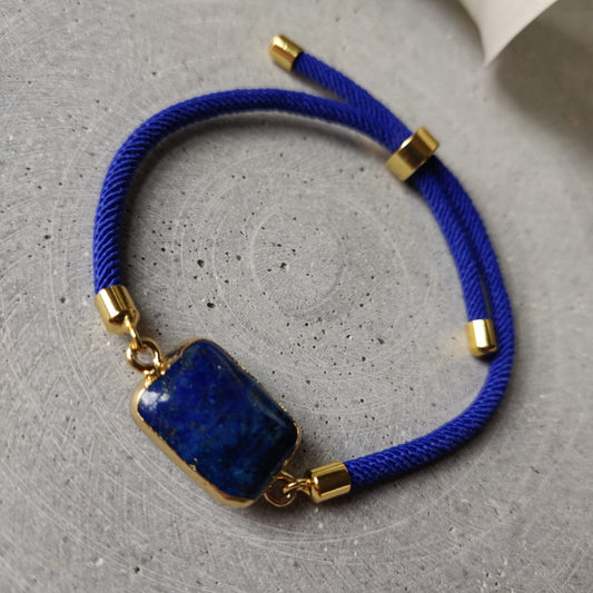 Lapis Lazuli Adjustable Bracelet on a Twisted Cord
