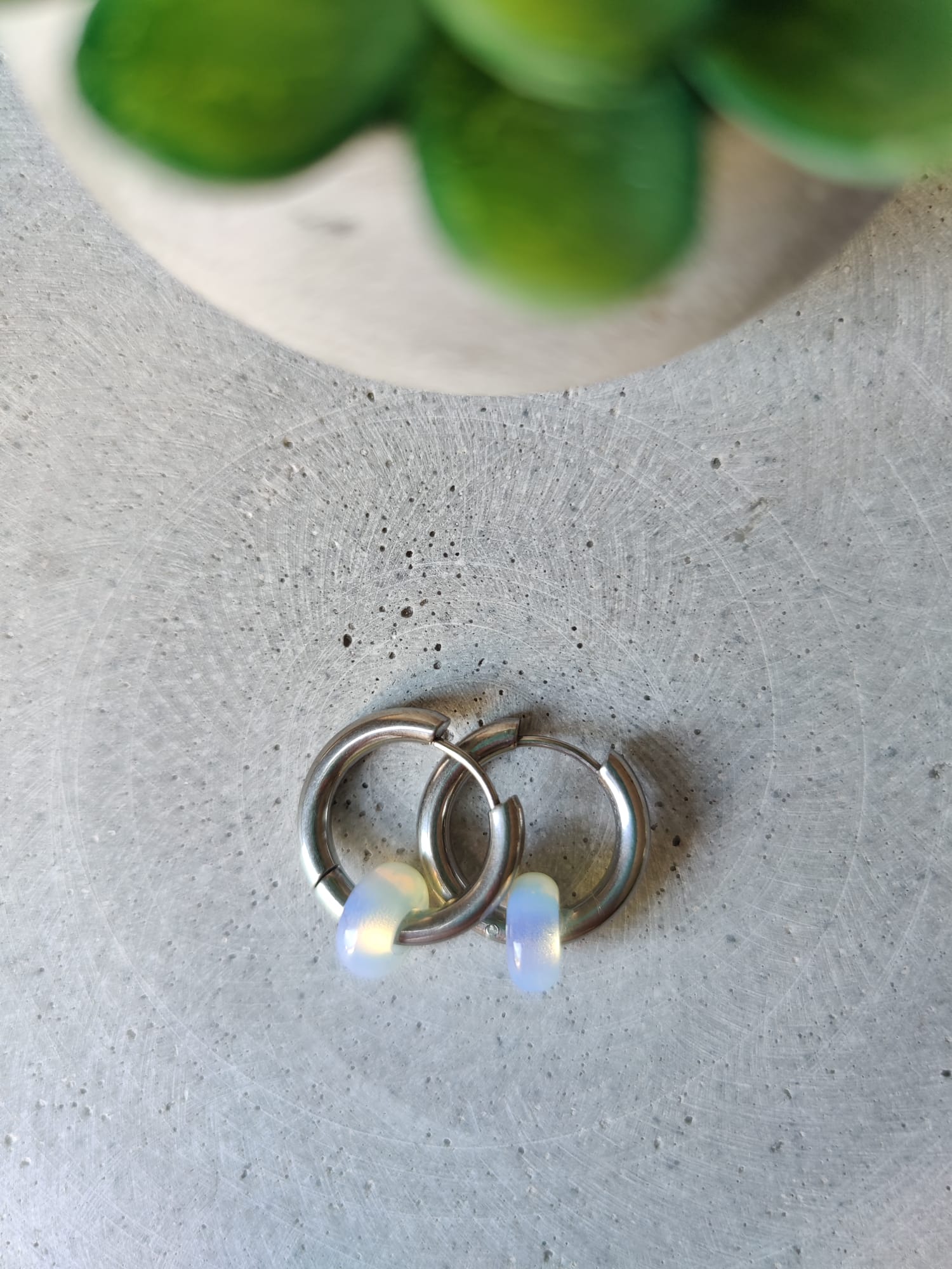 Opalite Donut Earrings on 20mm Stainless Steel Huggie