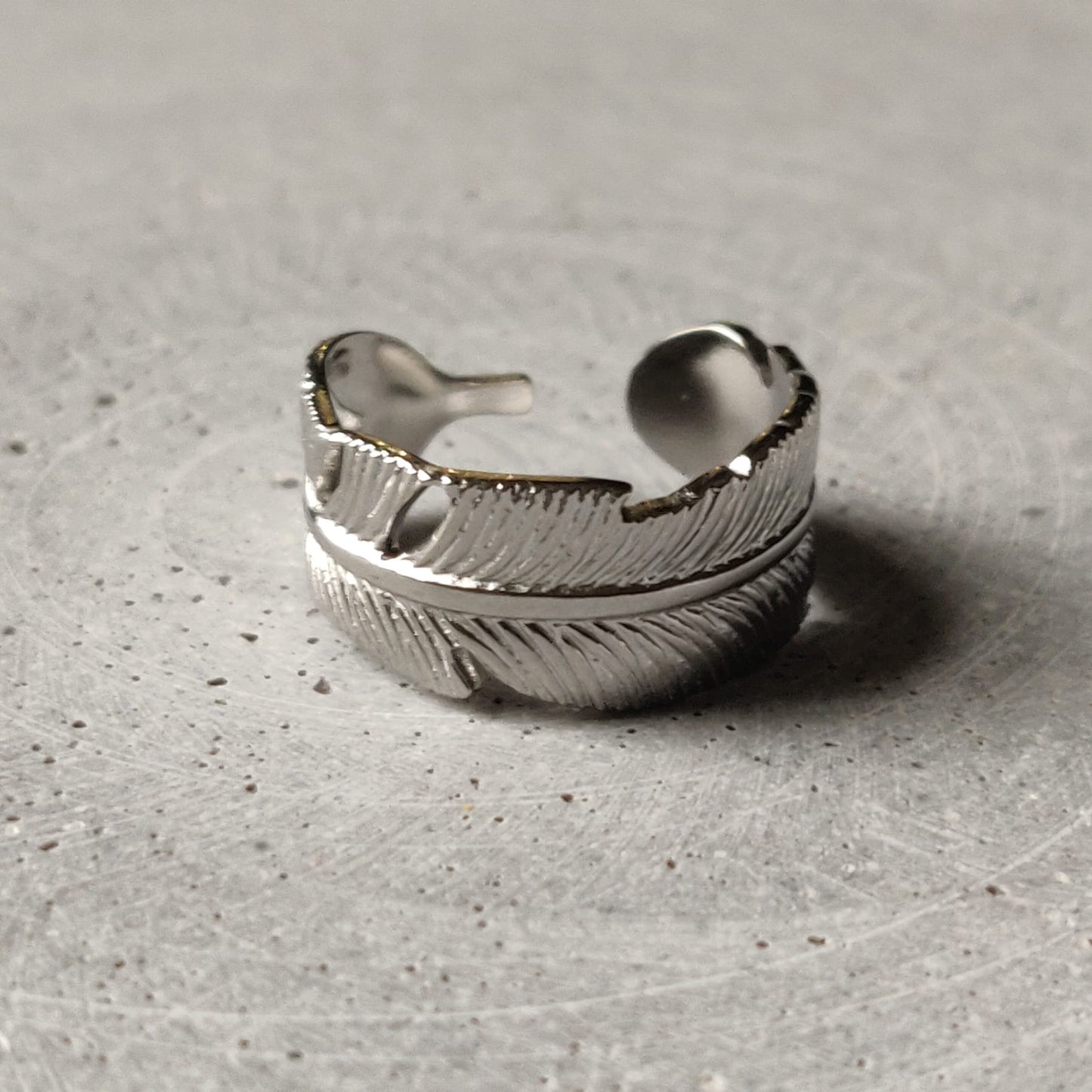 Feather Stainless Steel Adjustable Ring