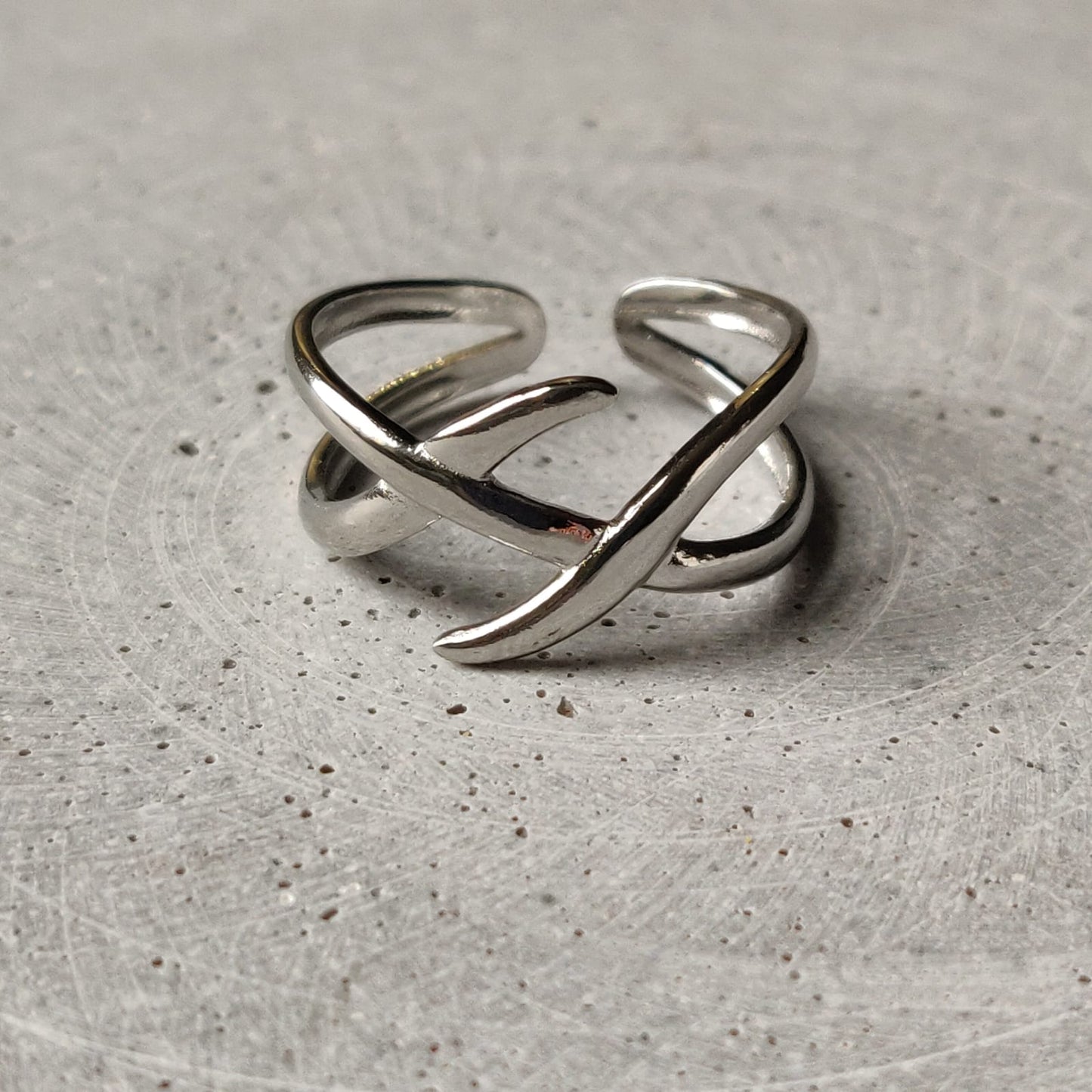Wire Effect Stainless Steel Adjustable Ring