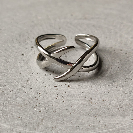 Wire Effect Stainless Steel Adjustable Ring