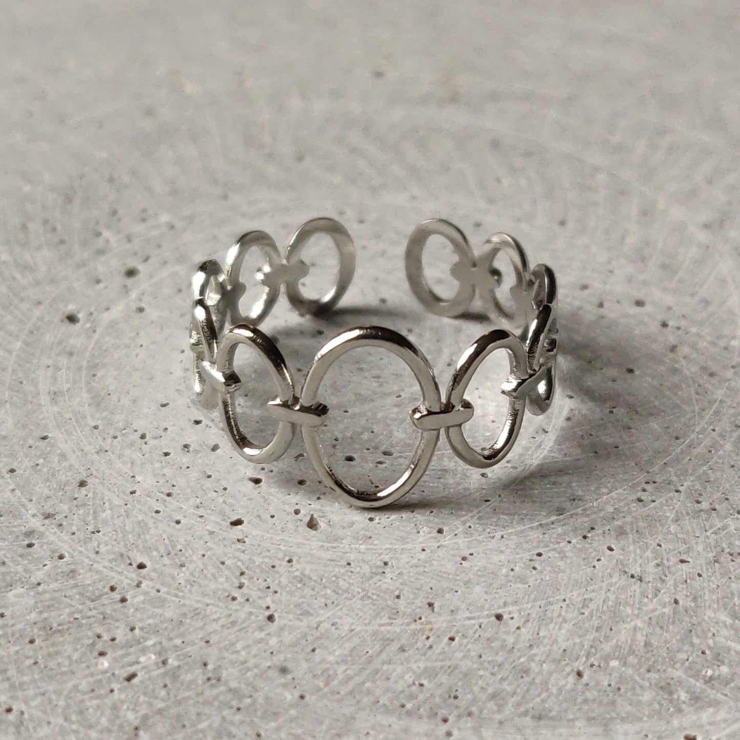 Oval Link Stainless Steel Adjustable Ring