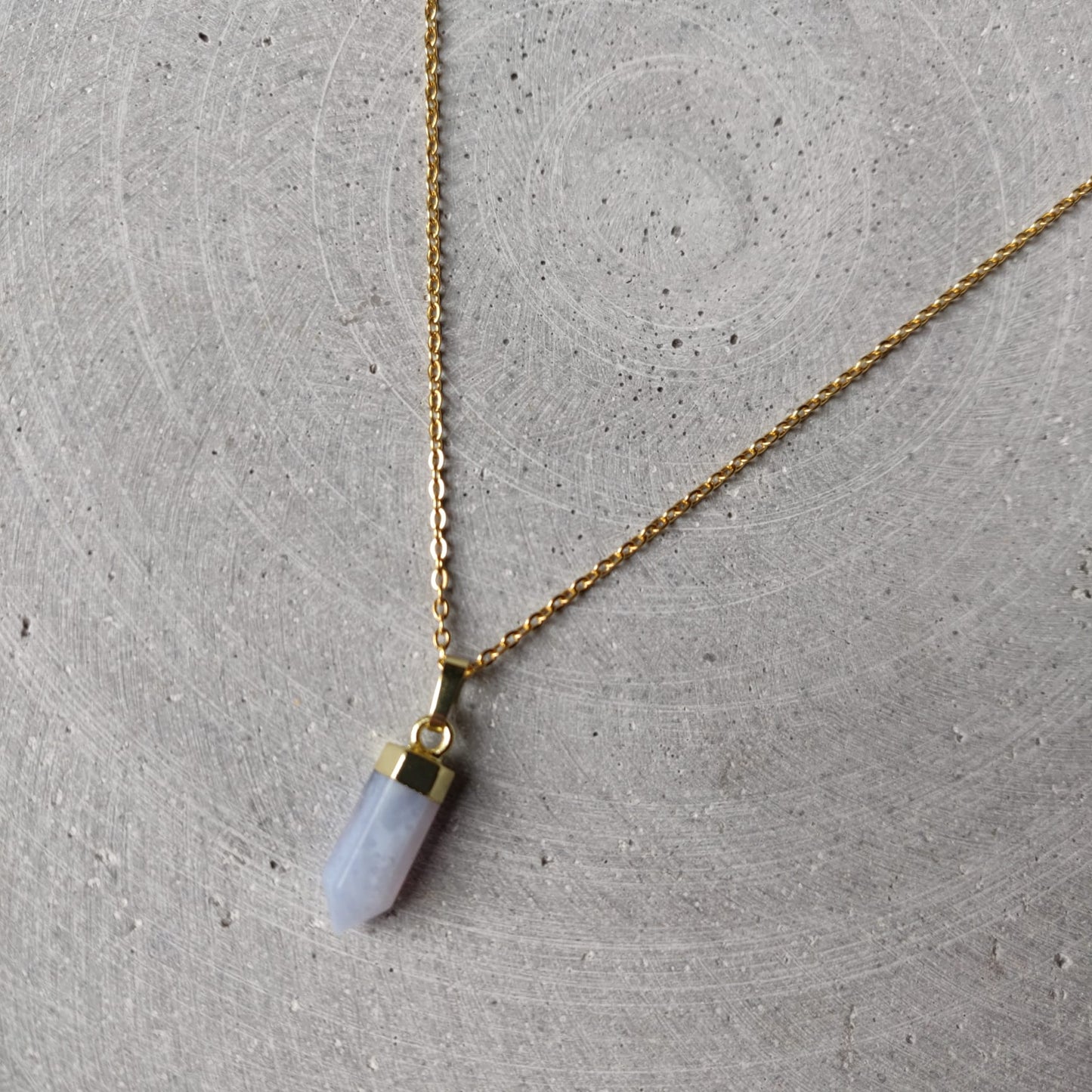 Blue Lace Agate Crystal Point Necklace