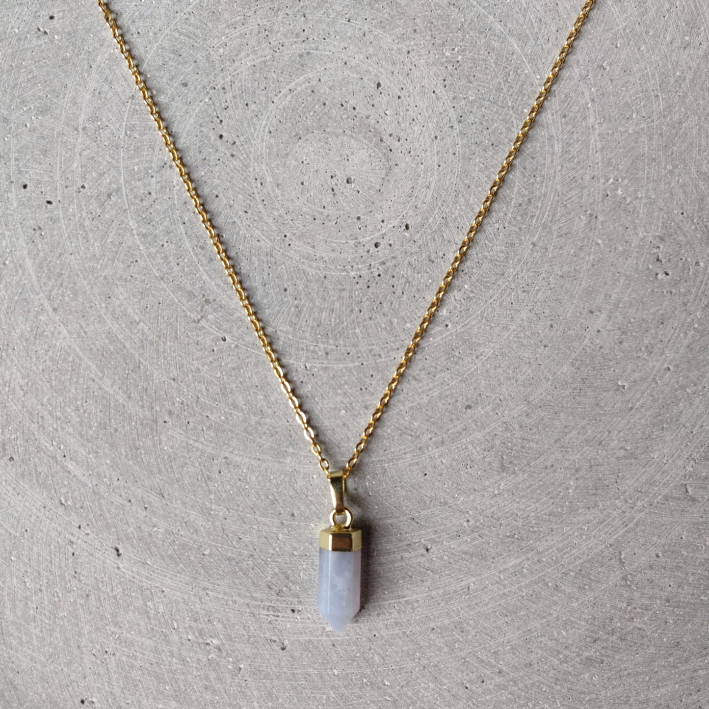 Blue Lace Agate Crystal Point Necklace