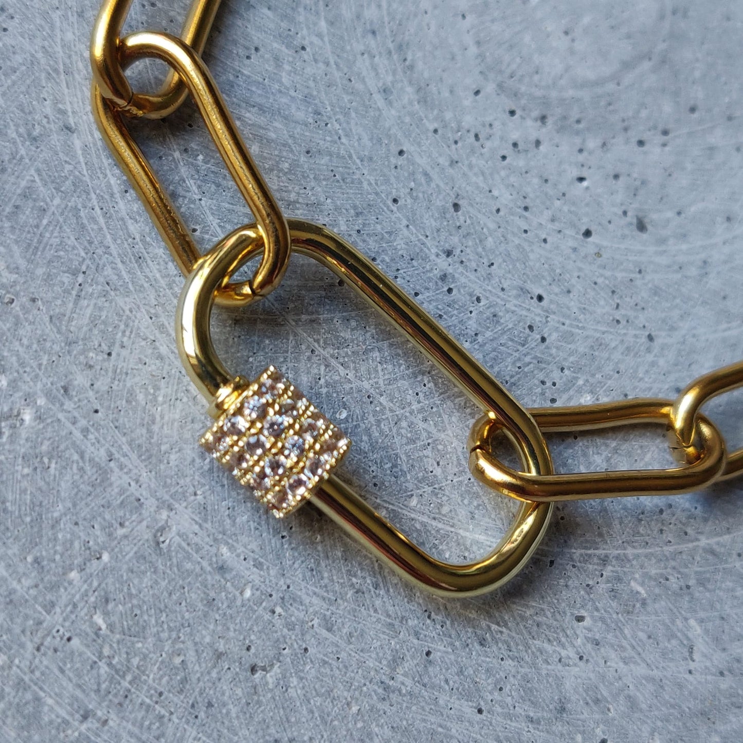 Paperclip Chain Stainless Steel Bracelet - Gold Tone