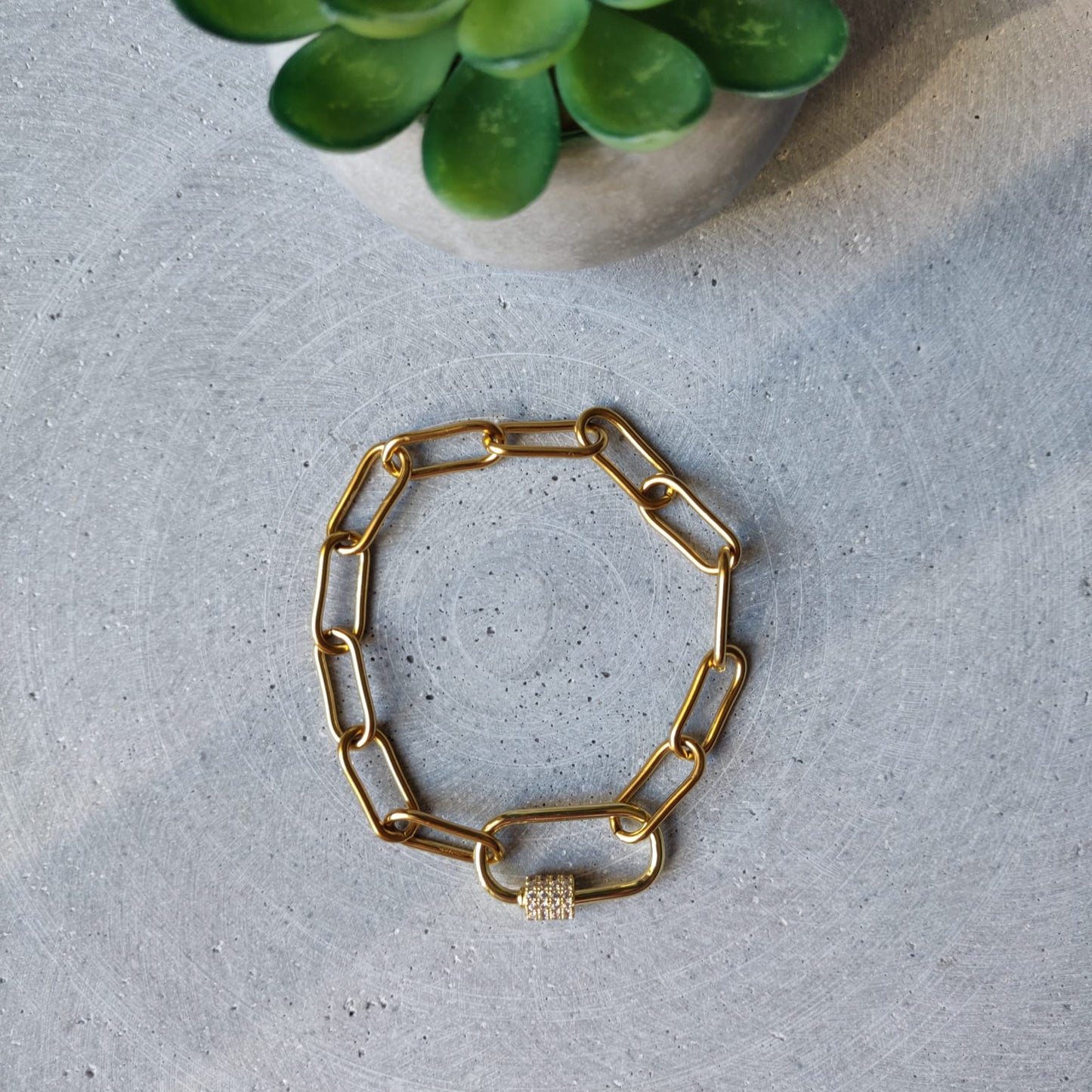 Paperclip Chain Stainless Steel Bracelet - Gold Tone