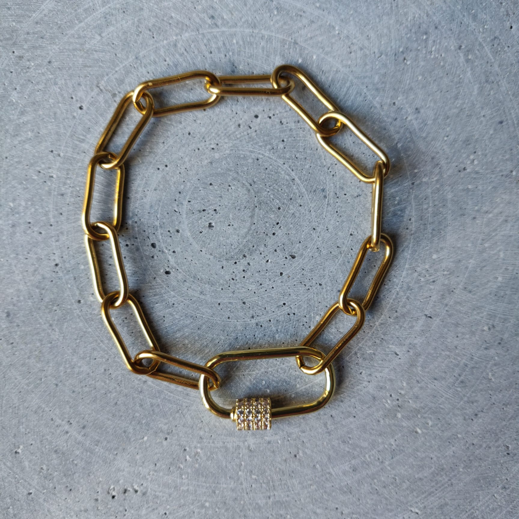 Paperclip Chain Stainless Steel Bracelet - Gold Tone