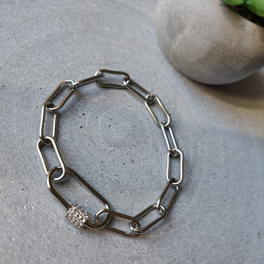 Paperclip Chain Stainless Steel Bracelet - Silver