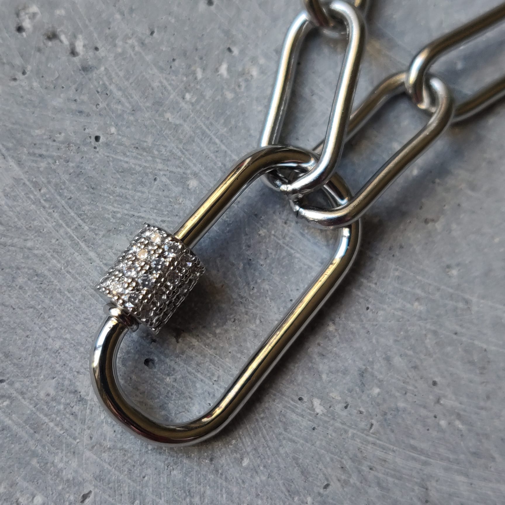 Paperclip Chain Silver Tone Stainless Steel Necklace