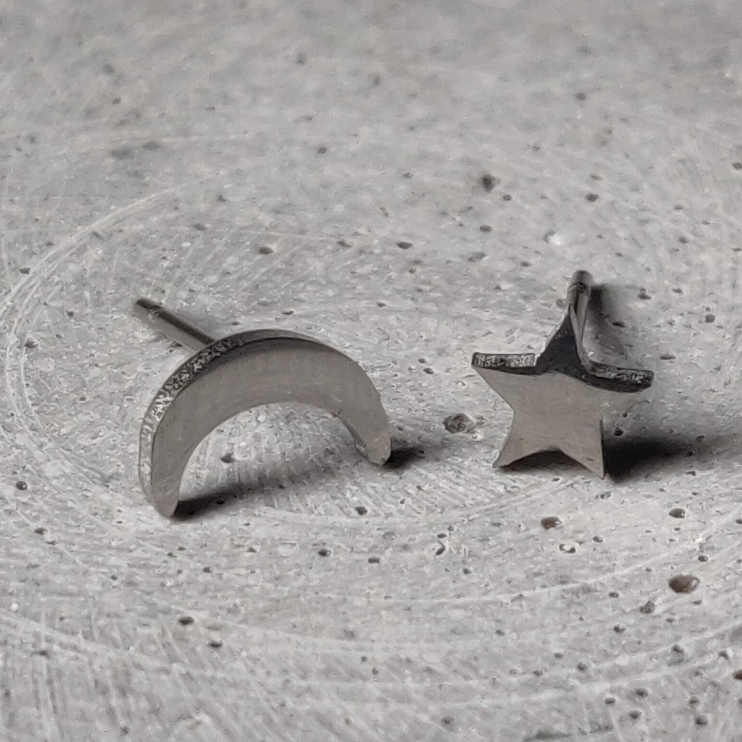 Moon & Star Stainless Steel Stud Earrings