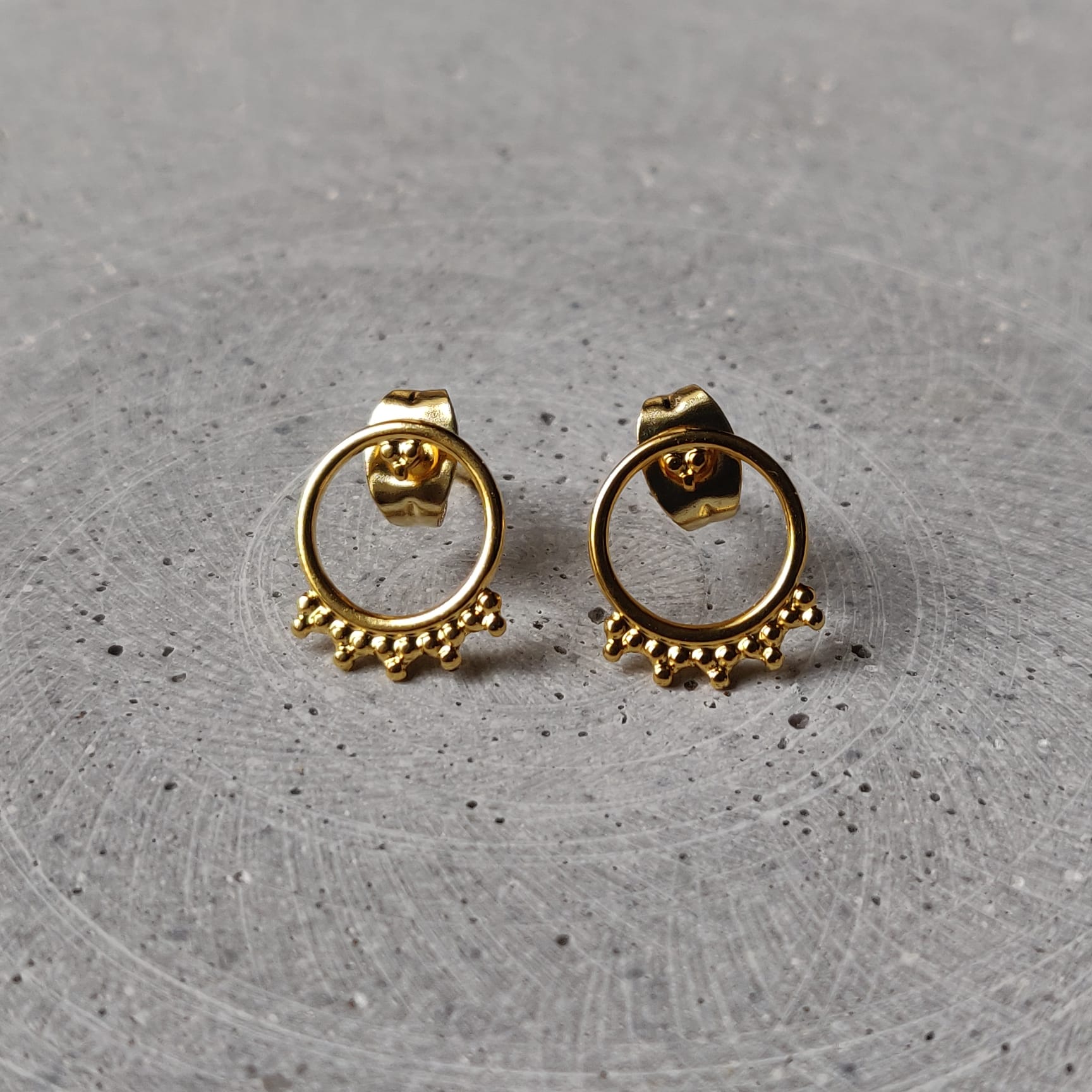 Delicate Ring Gold Tone Stainless Steel Earrings