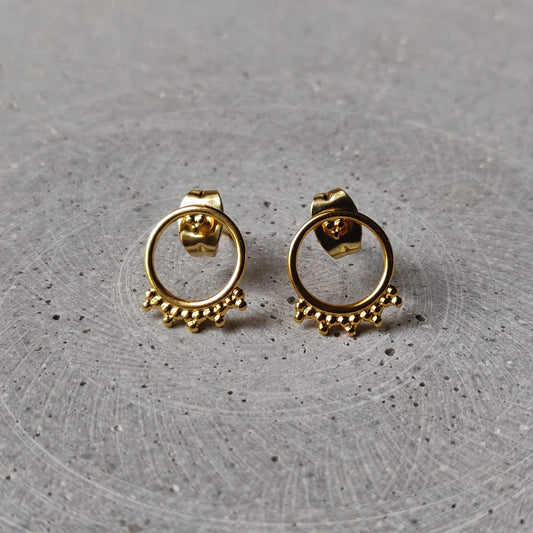 Delicate Ring Gold Tone Stainless Steel Earrings