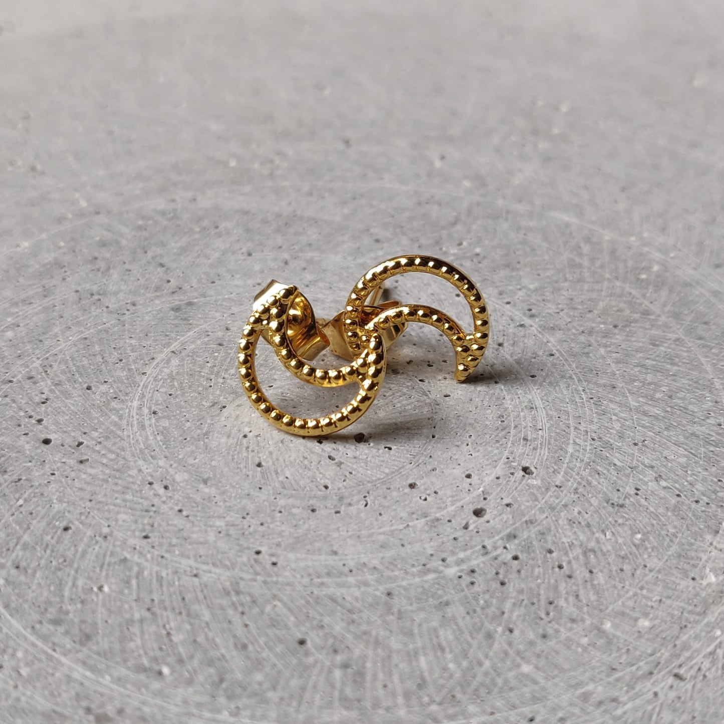 Textured Moon Gold Tone Stainless Steel Earrings