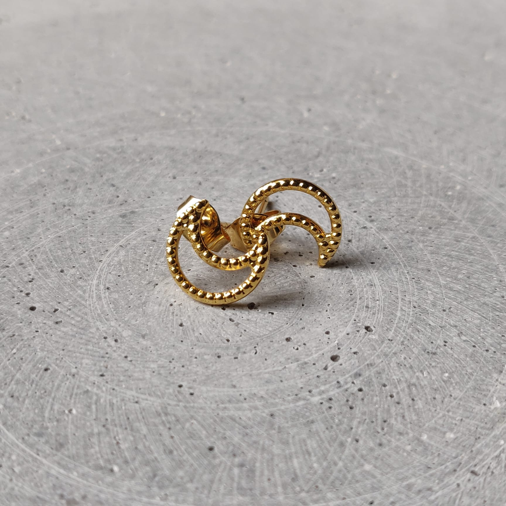 Textured Moon Gold Tone Stainless Steel Earrings