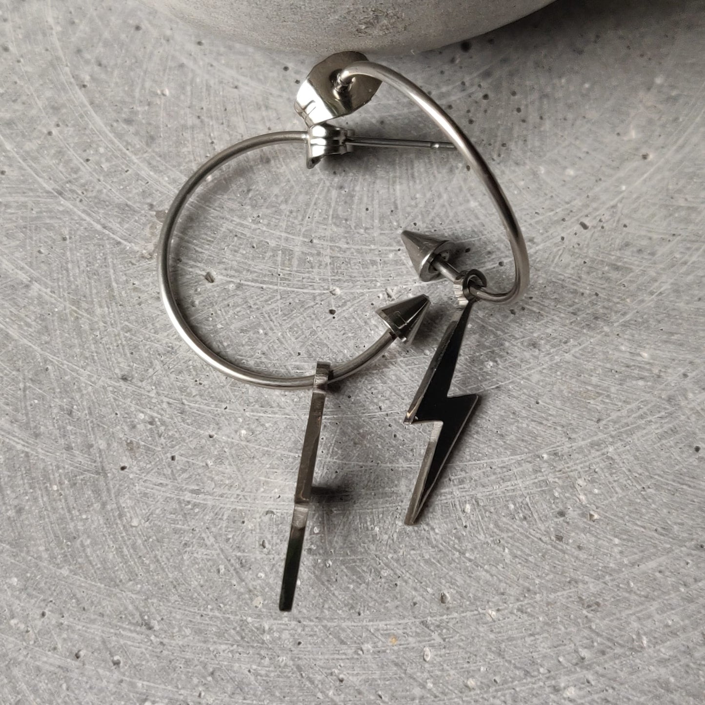 Lightning Bolt Dangle Earrings Stainless Steel