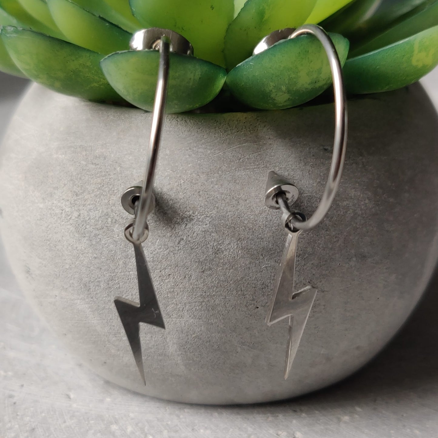 Lightning Bolt Dangle Earrings Stainless Steel