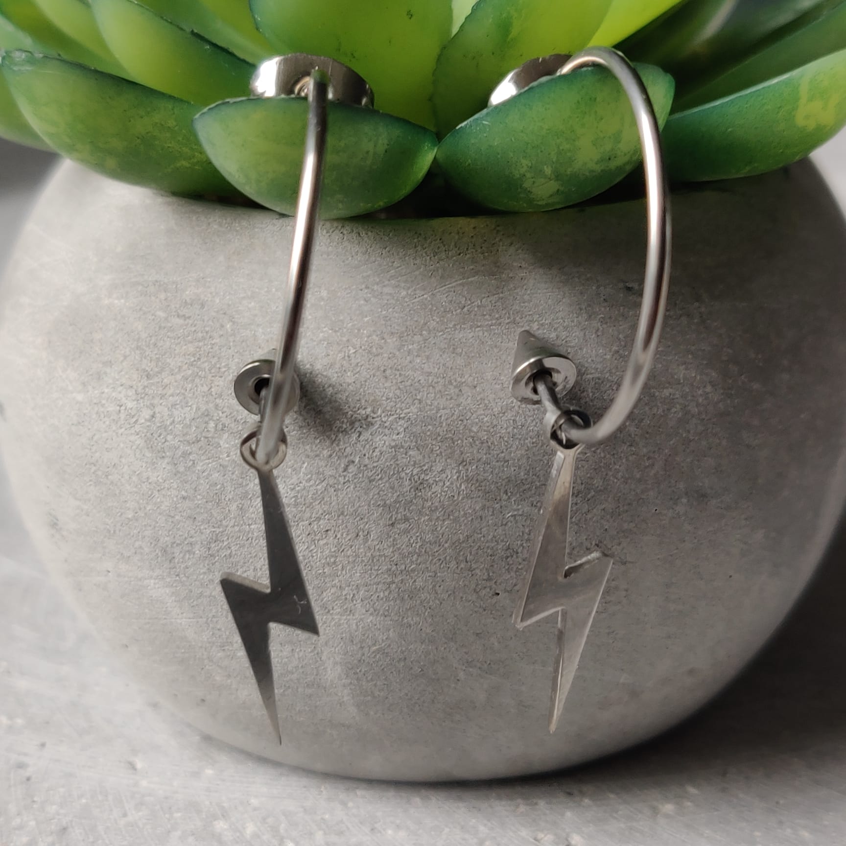 Lightning Bolt Dangle Earrings Stainless Steel
